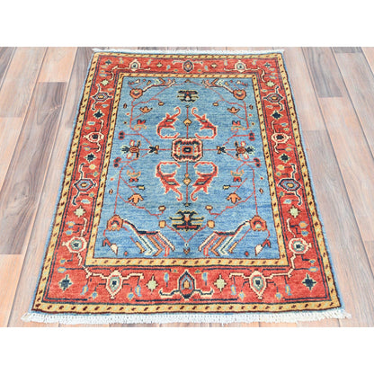 Heriz Wool Hand Knotted Rug Blue Red 2.1X2.10 -O085011