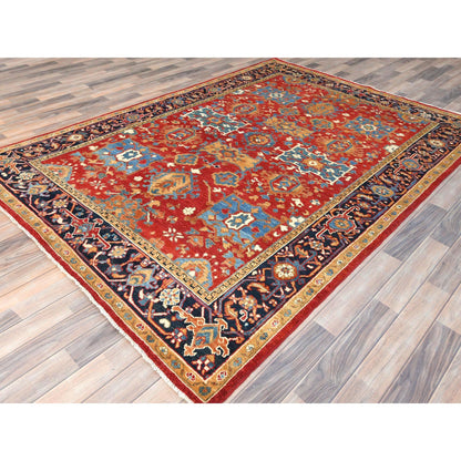 Heriz Wool Hand Knotted Rug Red Blue 6.2X8.9 -O085021