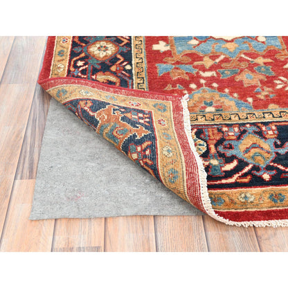 Heriz Wool Hand Knotted Rug Red Blue 6.2X8.9 -O085021