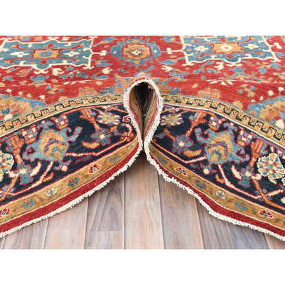 Heriz Wool Hand Knotted Rug Red Blue 6.2X8.9 -O085021