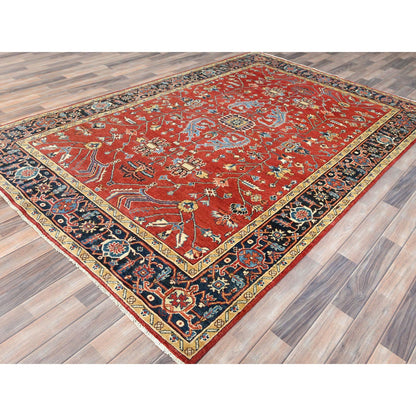 Heriz Wool Hand Knotted Rug Red Blue 6.1X9.1 -O085022