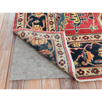 Heriz Wool Hand Knotted Rug Red Black 6.1X9.2 -O085023