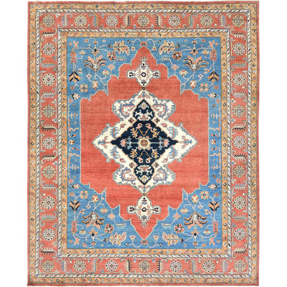 Heriz Wool Hand Knotted Rug Blue Red 12.0X14.7 -O085024