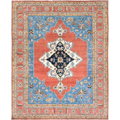 Heriz Wool Hand Knotted Rug Blue Red 12.0X14.7 -O085024