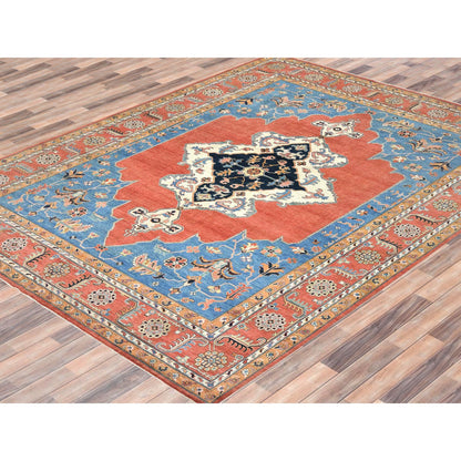 Heriz Wool Hand Knotted Rug Blue Red 12.0X14.7 -O085024
