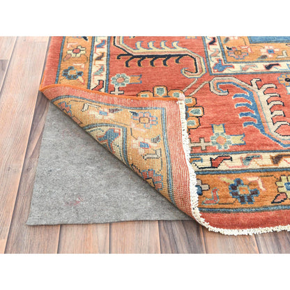 Heriz Wool Hand Knotted Rug Blue Red 12.0X14.7 -O085024