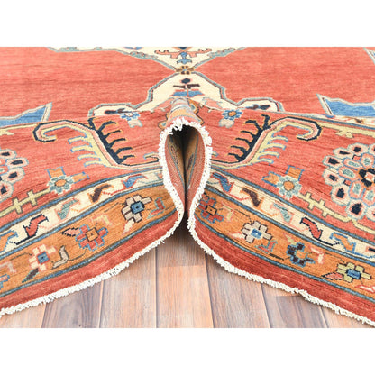 Heriz Wool Hand Knotted Rug Blue Red 12.0X14.7 -O085024