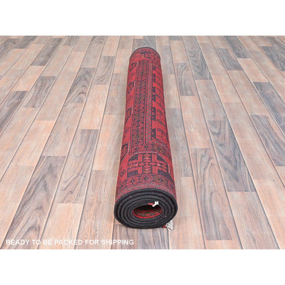Tribal & Geometric Wool Hand Knotted Rug Red Red 4.2X6.5 -O085108