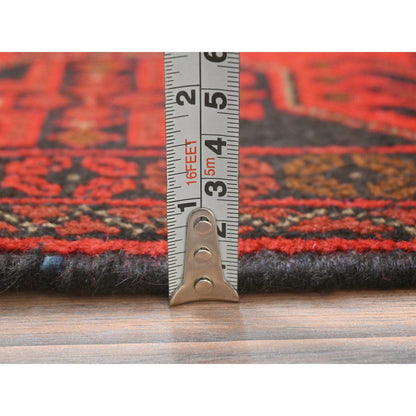 Tribal & Geometric Wool Hand Knotted Rug Red Red 4.2X6.5 -O085108
