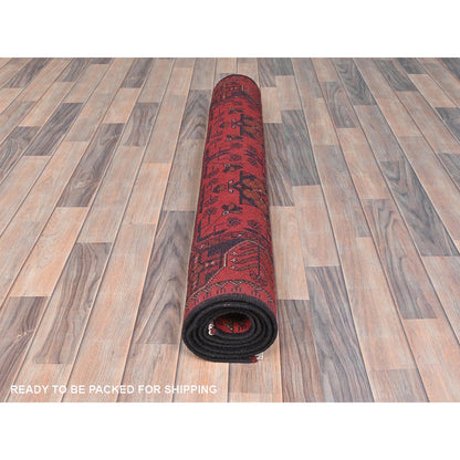 Tribal & Geometric Wool Hand Knotted Rug Red Red 4.1X6.3 -O085110