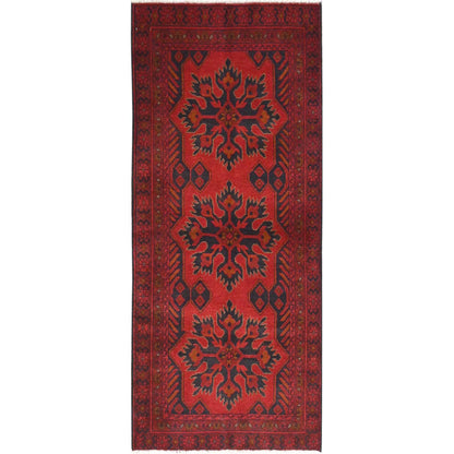 Tribal & Geometric Wool Hand Knotted Rug Red Red 2.8X6.4 -O085123