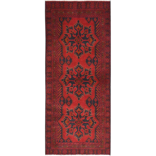 Tribal & Geometric Wool Hand Knotted Rug Red Red 2.8X6.4 -O085123