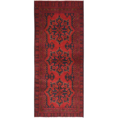 Tribal & Geometric Wool Hand Knotted Rug Red Red 2.8X6.4 -O085123