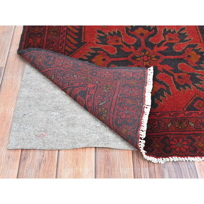 Tribal & Geometric Wool Hand Knotted Rug Red Red 2.8X6.4 -O085123