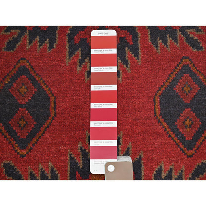 Tribal & Geometric Wool Hand Knotted Rug Red Red 2.8X6.4 -O085123