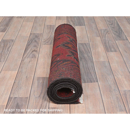 Tribal & Geometric Wool Hand Knotted Rug Red Red 2.8X6.4 -O085123