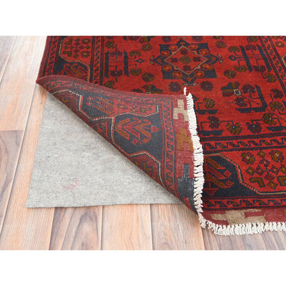 Tribal & Geometric Wool Hand Knotted Rug Red Red 2.8X15.5 -O085135