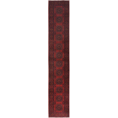 Tribal & Geometric Wool Hand Knotted Rug Red Red 2.8X15.5 -O085139