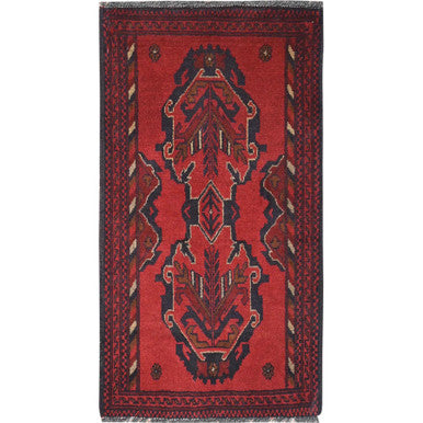 Tribal & Geometric Wool Hand Knotted Rug Red Red 1.9X3.3 -O085146