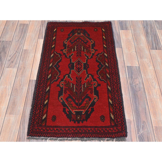 Tribal & Geometric Wool Hand Knotted Rug Red Red 1.9X3.3 -O085146