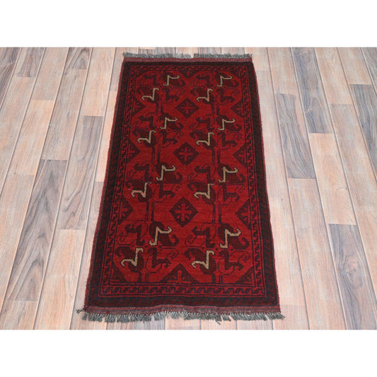 Tribal & Geometric Wool Hand Knotted Rug Red Red 1.9X3.5 -O085149