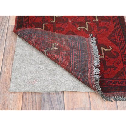 Tribal & Geometric Wool Hand Knotted Rug Red Red 1.9X3.5 -O085149