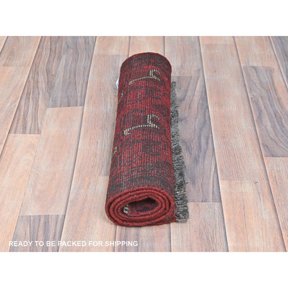Tribal & Geometric Wool Hand Knotted Rug Red Red 1.9X3.5 -O085149