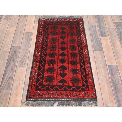 Tribal & Geometric Wool Hand Knotted Rug Red Red 1.9X3.4 -O085169