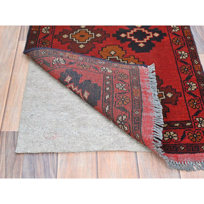 Tribal & Geometric Wool Hand Knotted Rug Red Red 1.10X3.3 -O085174