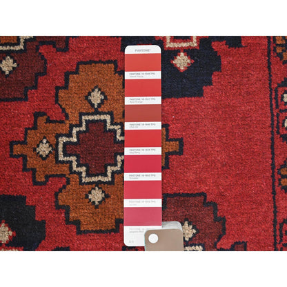 Tribal & Geometric Wool Hand Knotted Rug Red Red 1.10X3.3 -O085174