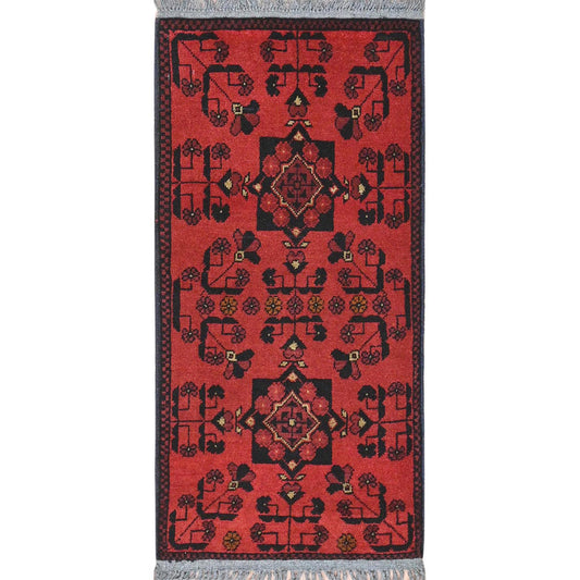 Tribal & Geometric Wool Hand Knotted Rug Red Red 1.8X3.4 -O085181