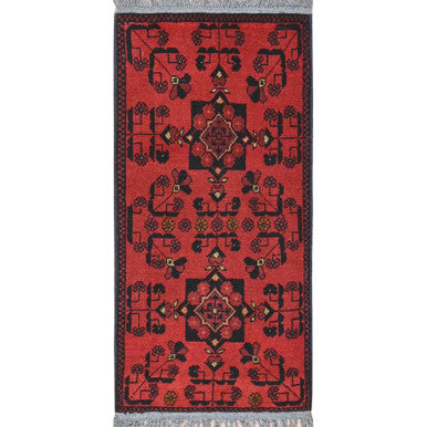 Tribal & Geometric Wool Hand Knotted Rug Red Red 1.8X3.4 -O085181