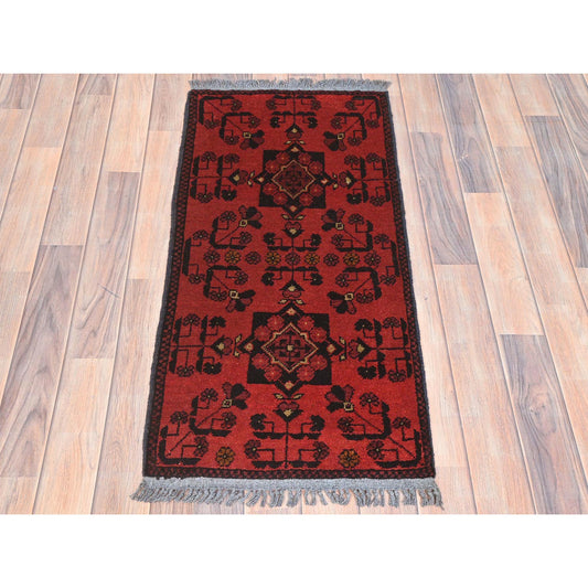 Tribal & Geometric Wool Hand Knotted Rug Red Red 1.8X3.4 -O085181