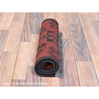 Tribal & Geometric Wool Hand Knotted Rug Red Red 1.8X3.4 -O085181