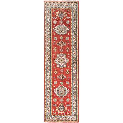 Kazak Wool Hand Knotted Rug Red Ivory 2.8X9.5 -O085205