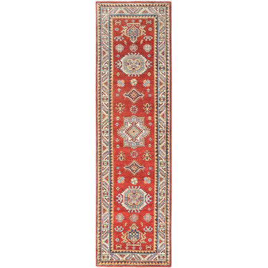 Kazak Wool Hand Knotted Rug Red Ivory 2.8X9.5 -O085205