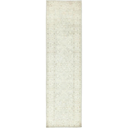 Oushak And Peshawar Wool Hand Knotted Rug Ivory Ivory 2.9X9.7 -O085213