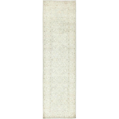 Oushak And Peshawar Wool Hand Knotted Rug Ivory Ivory 2.9X9.7 -O085213