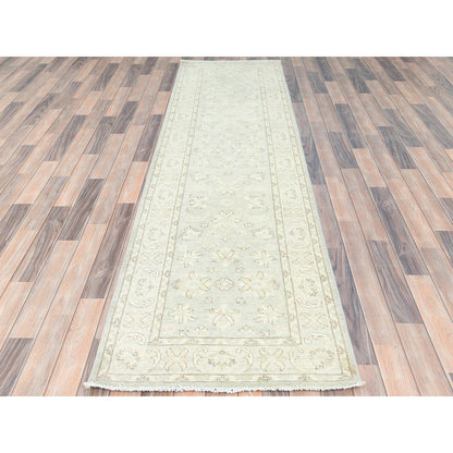 Oushak And Peshawar Wool Hand Knotted Rug Ivory Ivory 2.9X9.7 -O085213