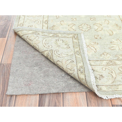 Oushak And Peshawar Wool Hand Knotted Rug Ivory Ivory 2.9X9.7 -O085213