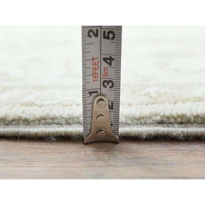 Oushak And Peshawar Wool Hand Knotted Rug Ivory Ivory 2.8X9.9 -O085215