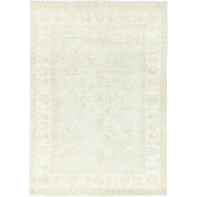 Oushak And Peshawar Wool Hand Knotted Rug Ivory Ivory 4.0X5.10 -O085216