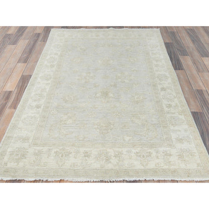 Oushak And Peshawar Wool Hand Knotted Rug Ivory Ivory 4.0X5.10 -O085216