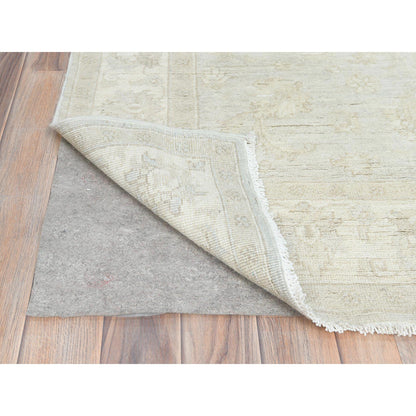 Oushak And Peshawar Wool Hand Knotted Rug Ivory Ivory 4.0X5.10 -O085216