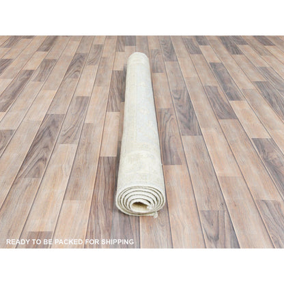 Oushak And Peshawar Wool Hand Knotted Rug Ivory Ivory 4.0X5.10 -O085216