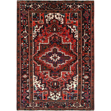 Heriz Wool Hand Knotted Rug Red Midnight Blue 6.8X9.3 -O085237