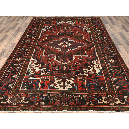Heriz Wool Hand Knotted Rug Red Midnight Blue 6.8X9.3 -O085237
