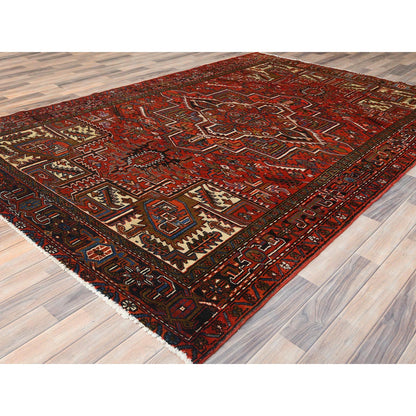 Heriz Wool Hand Knotted Rug Red Midnight Blue 6.9X10.0 -O085241
