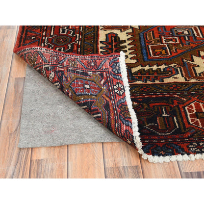 Heriz Wool Hand Knotted Rug Red Midnight Blue 6.9X10.0 -O085241