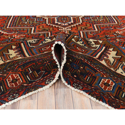 Heriz Wool Hand Knotted Rug Red Midnight Blue 6.9X10.0 -O085241